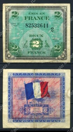 Франция 1944 г. • P# 114a • 2 франка • Союзные войска • оккупационный выпуск • VF-