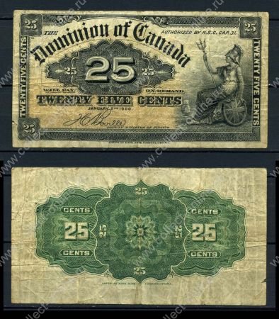 Канада 1900 г. • P# 9b • 25 центов • регулярный выпуск • F-
