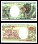 Центральноафриканская Республика 1983 г. • P# 13 • 10000 франков • девушка • регулярный выпуск • серия № - A.001 365332 • UNC пресс