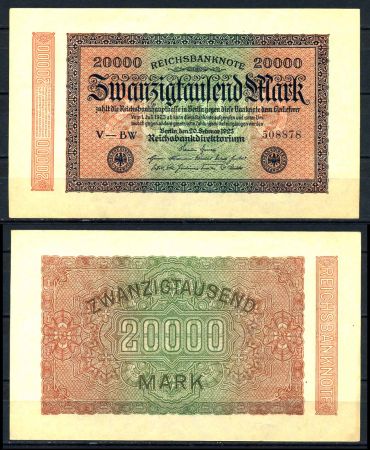 ГЕРМАНИЯ 1923г. P#85b / 20000 МАРОК UNC ПРЕСС-