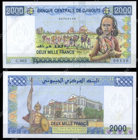 Джибути 2005 г. P# 43 • 2000 франков • Караван верблюдов • регулярный выпуск • UNC пресс