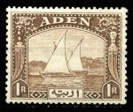 Аден 1937 г. • Gb# 9 • 1 r. • Арабский парусник дау • MNH OG XF ( кат.- £55 )