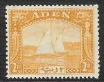 Аден 1937 г. • Gb# 10 • 2 r. • Арабский парусник дау • MNH OG XF ( кат.- £100 )