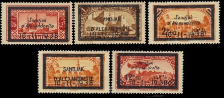 АЛЕКСАНДРЕТТА (СИРИЯ) 1938г. SC# 13-7 / ТРАУРНЫЙ ВЫПУСК(АТАТЮРК) / MNH OG F-VF / АРХИТЕКТУРА