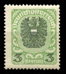 Австрия 1920-1921 г. • MI# 316 • 3 Kr. • государственный герб • стандарт • MNH OG VF