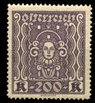 Австрия 1922-1924 гг. • Sc# 292 • 200 Kr. • Символ науки и искусства (перф. 11.5) • стандарт • MNH OG XF