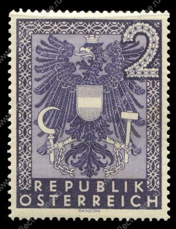 Австрия 1945 г. • SC# 452 • 2 sh. • государственный герб • стандарт • MNH OG VF