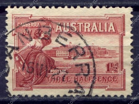 Австралия 1927 г. • GB# 105 • 1 ½ d. • Открытие здания Парламента • Used F-VF