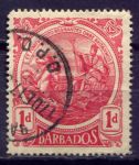 Барбадос 1916-1919 гг. • Gb# 183a(b) • 1 d. • большой размер • "Правь Британия" • стандарт • Used F-VF