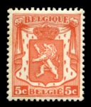 БЕЛЬГИЯ 1935-48 гг. SC# 266 / 5c. "БЕЛЬГИЙСКИЙ ЛЕВ" / MNH OG F-VF / ГЕРБЫ