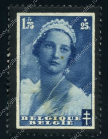 БЕЛЬГИЯ 1935 г. SC# B176 / 1.75fr. + 25c. КОРОЛЕВА АСТРИД(ТРАУРНЫЙ) / MNH OG F-VF