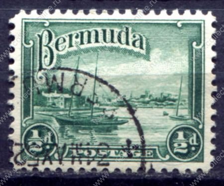 Бермуды 1936-1947 гг. • Gb# 98(SC# 105) • ½ d. • Георг V основной выпуск • парусники у причала • Used F-VF