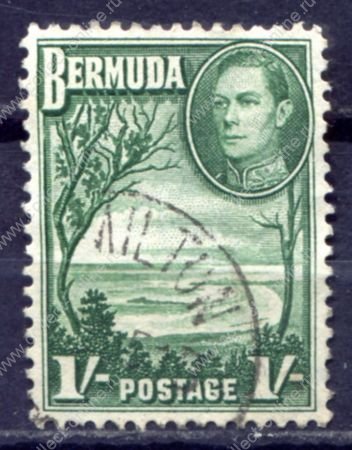 Бермуды 1938-1952 гг. • Gb# 115 • 1 sh. • Георг VI основной выпуск • Виноградный залив • Used F-VF