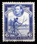 БРИТАНСКАЯ ГВИАНА 1938-52гг. SC# 233 / 6с. РЫБАК С ЛУКОМ / USED F-VF