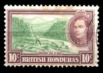 Британский Гондурас 1938-1947 гг. • Gb# 155 • 10 c. • Георг VI • осн. выпуск • сплав леса • Used F-VF