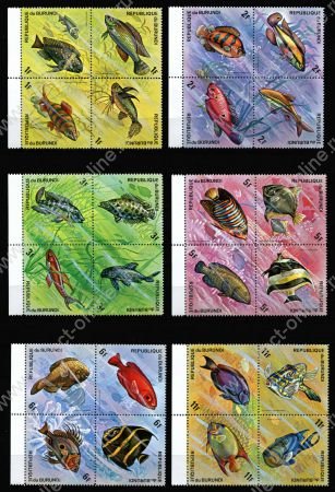 БУРУНДИ 1974г. SC# 449-54  / РЫБЫ / MNH OG VF / ФАУНА