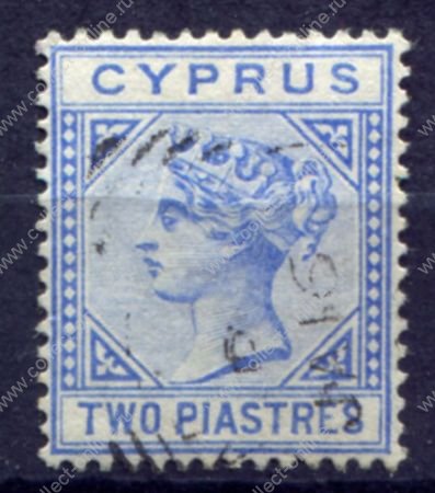 Кипр 1882-1886 гг. • Gb# 19(Sc# 22) • 2 pi. • Королева Виктория • в.з. "CA" (клише - тип I) • стандарт • Used F-VF ( кат.- £3.75 )