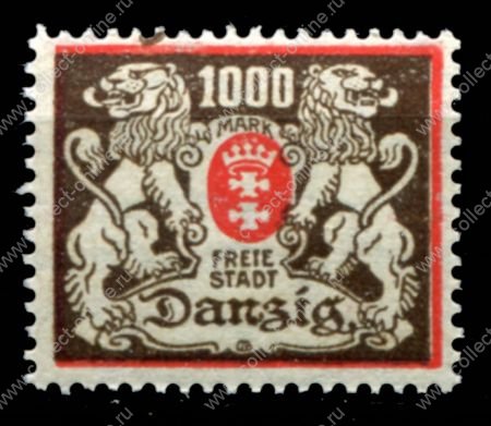 Данциг 1923 г. • Mi# 145• 1000 M. • в.з. - 3Y • герб города и львы • стандарт • MNH OG XF ( кат.- € 1.00 )
