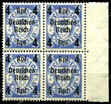 Германия 3-й рейх 1939 г. • Mi# 717 • 4 на 35 pf. • надпечатка "Deutsches Reich" на марке Данцига • кв.блок • MNH OG XF+ ( кат.- € 10+ )