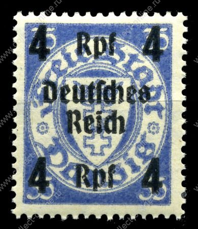 Германия 3-й рейх 1939 г. • Mi# 717 • 4 на 35 pf. • надпечатка "Deutsches Reich" на марке Данцига • MNH OG XF ( кат.- € 2.60 )