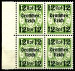 Германия 3-й рейх 1939 г. • Mi# 721 • 12 на 7 pf. • надпечатка "Deutsches Reich" на марке Данцига • кв.блок • MNH OG XF+ ( кат.- € 24+ )