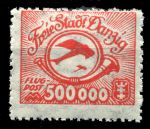 Данциг 1923 г. • Mi# 178 • 500000 M. • в.з. - 3Y • аэроплан • авиапочта • MNH OG XF ( кат.- € 1.50 )