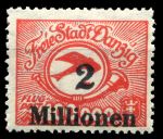 Данциг 1923 г. • Mi# 179 • 2 mln. на 100000 M. • в.з. - 3Y • надпечатка нов. номинала • авиапочта • MNH OG XF+ ( кат.- € 1.50 )