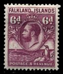 Фолклендские о-ва 1929-1937 гг. • Gb# 121 • 6 d. • "Пингвины и кит" • Георг V • стандарт • MH OG VF ( кат. - £24 )