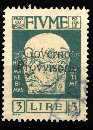 Фиуме 1920 г. • Mi# 126 • 3 L. • надпечатка "Governo Provvisorio" на м. 1919 г. • Used F-VF ( кат. - €15 )