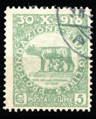 ФИЮМЕ 1919г. SC# B4 / 5c. / РИМСКАЯ ВОЛЧИЦА / USED F-VF / ИСТОРИЯ