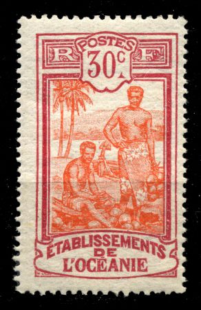 ФР. ПОЛИНЕЗИЯ 1913-30гг. SC# 36 / 30c. / РАБОЧИЕ-КАНАКА / MH OG VF