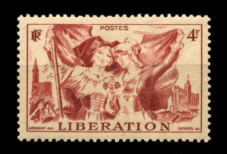 Франция 1945 г. • SC# 559 • 4 fr. • Освобождение Эльзаса и Лотарингии • MH OG VF 