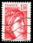 ФРАНЦИЯ 1977-8гг. SC# 1570 / 1 fr. САБИННЯНКА ДАВИДА  / USED F-VF