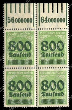 Германия 1923г. Mi# 308A(SC# 268) / 800 тыс. на 1000 марок / MNH OG XF кв. блок