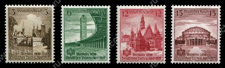 ГЕРМАНИЯ 1938г. MI# 665-8(SC# 486-9) / ФЕСТИВАЛЬ СПОРТА / MNH OG VF / АРХИТЕКТУРА