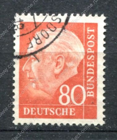 Германия • ФРГ 1956-1957 гг. • Mi# 264(Sc# 760) • 80 pf. • Президент Теодор Хойс • стандарт • Used F-VF ( кат.- € 2.50 )