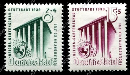 ГЕРМАНИЯ 1939г. MI# 692-3(SC# B138-9) / ВЫСТАВКА В ШТУТГАРТЕ / MNH OG VF / АРХИТЕКТУРА