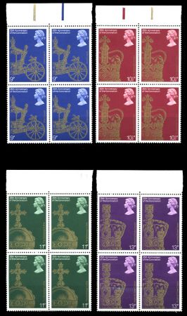 Великобритания 1978 г. • Gb# 1059-62(SC# 835-8) • 9 - 13 p. • 25-летие коронации Елизаветы II • полн. серия • кв. блоки • MNH OG XF+