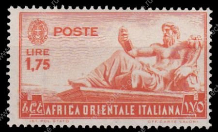 Итальянская Восточная Африка 1938 г. • SC# 14 • 1.75 L. • основной выпуск • статуя Нила • MNH OG VF ( кат.- $ 35 )