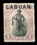 Лабуан 1894-1896 гг. • Gb# 62(Sc# 49) • 1 c. • надпечатка на осн. выпуске Сев. Борнео • вождь • MH OG F-VF