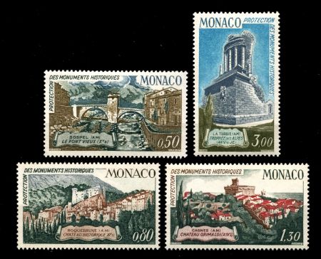 МОНАКО 1971г. SC# 800-3 / АРХИТЕКТУРНЫЕ ПАМЯТНИКИ / MNH OG VF / АРХИТЕКТУРА