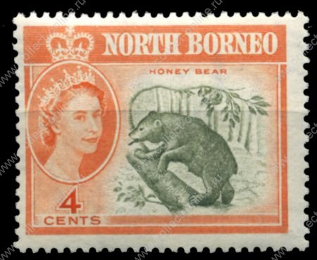 Северное Борнео 1961 г. Gb# 392 • 4 c. • Елизавета II осн. выпуск • Виды и фауна • медоед • MH OG XF