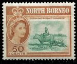 Северное Борнео 1961 г. Gb# 401 • 50 c. • Елизавета II осн. выпуск • Виды и фауна • повозка без колес • MH OG XF