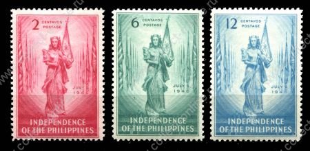 Филиппины 1946 г. • SC# 500-2 • 2 - 12 c. • провозглашение независимости • полн. серия • MNH OG VF