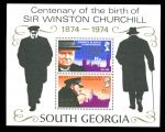 Фолклендские о-ва • Южная Георгия 1974 г. • SC# 40a • Уинстон Черчилль • 100 лет со дня рождения • блок • MNH OG XF