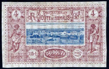 Берег Сомали 1894-1900 гг. • Iv# 8(Sc# 8) • 4 c. • осн. выпуск • вид Джибути • MH OG XF ( кат.- € 20 )