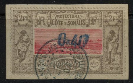 ФР. СОМАЛИ (ДЖИБУТИ) 1902гг. SC# 26 / 40c на 2fr. / ГОРОД / USED F-VF / АРХИТЕКТУРА