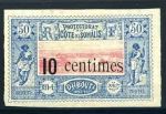 Берег Сомали 1902 г. • Iv# 29 • 10 на 50 c. • надп. нов. номинала на марках осн. выпуск • MLH OG VF ( кат.- € 40 )