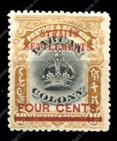 СТРЕЙТС СЕТЛМЕНТ 1907г. SC# 139 / 4 c. на 18 c. / MH OG VF / ГЕРБЫ