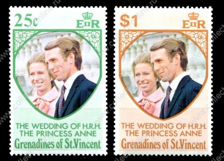 Сент-Винсент Гренадины 1973г. SC# 1-2 / Свадьба Принцессы Анны / MNH OG VF / Омнибус
